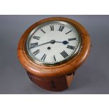 A 19th century walnut cased single fusee small dial wall clock, the 20 cm dia. white enamelled