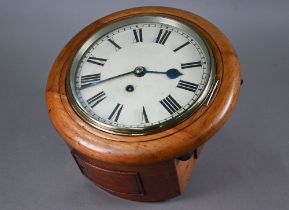 A 19th century walnut cased single fusee small dial wall clock, the 20 cm dia. white enamelled