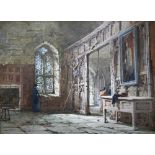 Louise Rayner (1832-1924) - 'The Banqueting Hall, Haddon', watercolour, signed, 25 x 33.5 cm
