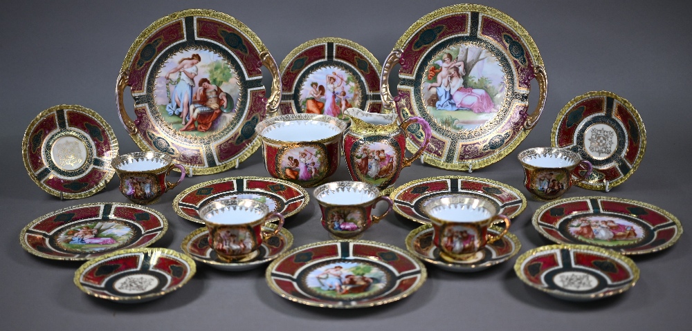 A Vienna porcelain coffee service, printed with classical scenes in the manner of Kauffman, - Image 3 of 10