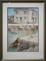 Lewis Mortimer - Four Cornish watercolour views, coast and harbour, watercolour, signed, 25.5 x 34