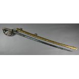 A George IV 1821 pattern officer's sword, the slightly curved 82 cm blade with pipe back and