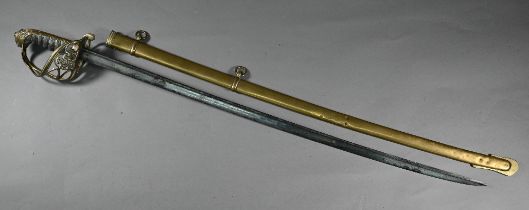 A George IV 1821 pattern officer's sword, the slightly curved 82 cm blade with pipe back and