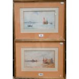 Thomas Sidney - Two Venetian scenes - 'The Redentore, Venice', signed lower right, 15 x 26.5 cm