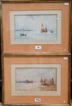 Thomas Sidney - Two Venetian scenes - 'The Redentore, Venice', signed lower right, 15 x 26.5 cm