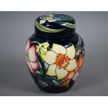 A Moorcroft 2002 Golden Jubilee ginger jar and cover, with floral decoration by Emma Bossons, 15.5