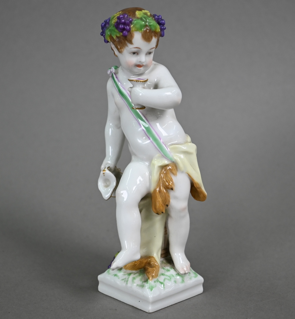 A Berlin KPM porcelain figure of a Bacchanalian putto, 16 cm high, to/w a Limoges Rose et Guillard - Image 3 of 7