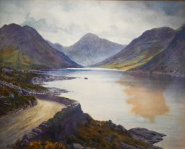 Edward H Thompson (1879-1949) - 'Wastwater; Wasdale from Wasdale Hall', watercolour, signed, 21 x 26