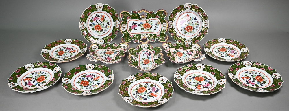 A Regency Patent Ironstone china fruit service, printed, painted and gilded with floral designs - Image 2 of 7