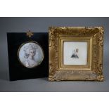 An antique portrait miniature on ivory of Marie Antoinette, signed LeBand, 7.5 cm diam to/w a