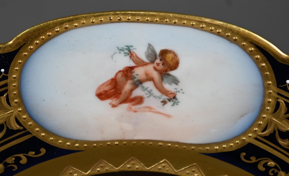 A Vienna porcelain cabinet plate, painted with 'Girl with a Candle' after Georges de la Tour, signed - Image 5 of 6