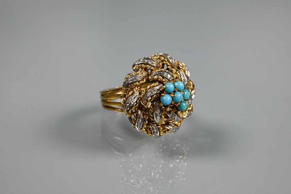 A 1960s style brooch and matching ring formed of yellow metal coiled rope style decoration with - Image 4 of 11