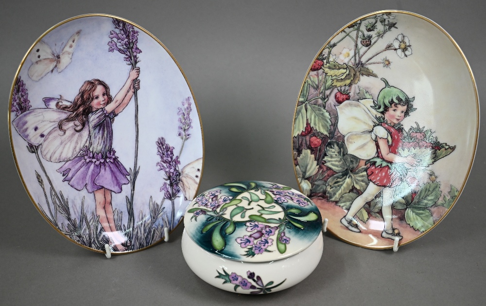 A Moorcroft 'Meadow Thyme' bowl and cover by Nicola Stanley 2015 12.5 cm to/w two boxed Royal - Image 2 of 6