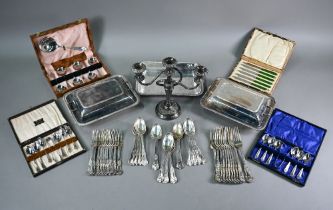 An extensive part set of Kings Pattern EPNS flatware comprising fourteen dessert spoons and eleven
