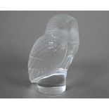 A Lalique glass owl, engraved script 'Lalique ® France', 9cm