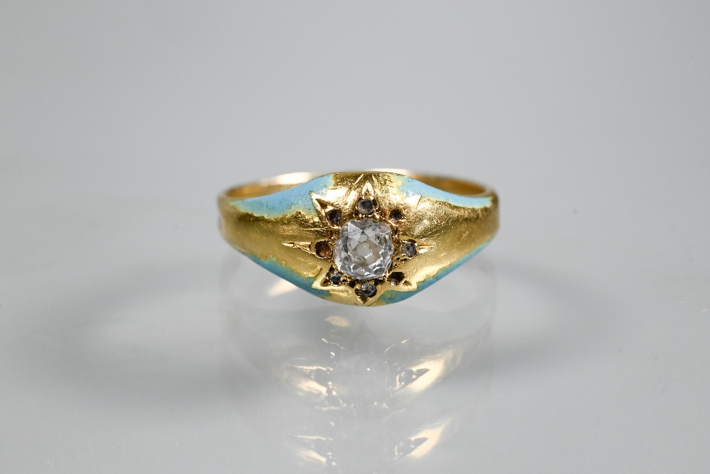 Two rings - rectangular citrine set yellow metal stamped 10k, size L and a Victorian turquoise - Image 5 of 6