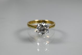 A single stone diamond solitaire ring, the circular brilliant cut 2 carat diamond in high claw