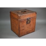 Louis Vuitton, a gentleman's tan leather twin hat box, the top with branded leather handle and