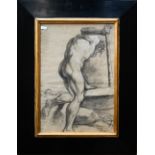 A chalk and charcoal study of a classical male nude, 42 x 29 cm