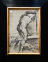 A chalk and charcoal study of a classical male nude, 42 x 29 cm