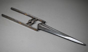 An antique Indian steel katar punch-dagger, the 23 cm blade with tapering fullers, the floral