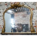 A Victorian giltwood and composite over-mantel mirror with black and gilt frame and applied gilt