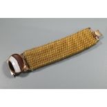 A Regency bright pinchbeck mesh link bracelet, with good size oval agate clasp