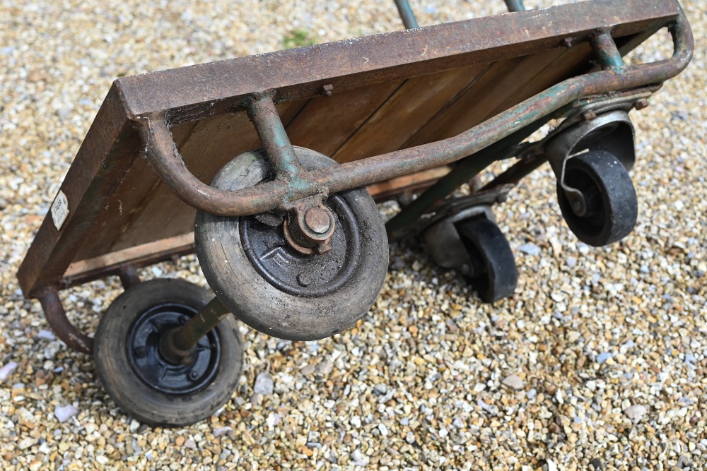 A small 1930s industrial trolley, by F Parr of Birmingham, with green painted tubular metal frame - Image 8 of 8