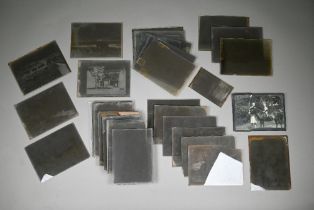 A collection of thrity five mostly Victorian 12 x 16.5 cm glass photographic negatives - many of