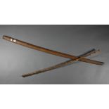 A Japanese Bokken (wooden practice katana sword), 101 cm to/w bamboo swagger stick (2) Purchasers