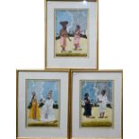 A set of seven Tanjore gouache studies depicting figures of various trades and occupations such as