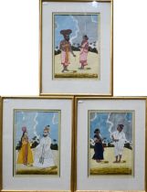 A set of seven Tanjore gouache studies depicting figures of various trades and occupations such as