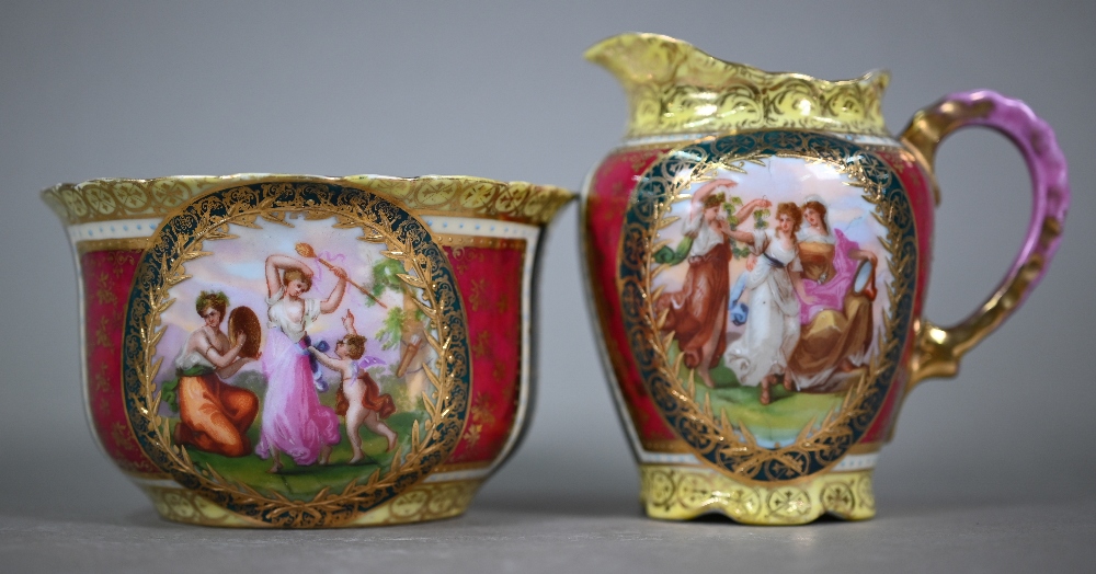 A Vienna porcelain coffee service, printed with classical scenes in the manner of Kauffman, - Image 6 of 10