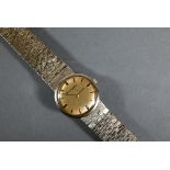 Bueche-Girod, a 9ct gold ladies wristwatch, 22 mm dia, on textured bracelet - 31.6 g all-in