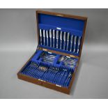 A Walker & Hall canteen of Art Deco epns flatware and cutlery for six settings