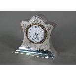 A silver-cased boudoir clock with Swiss movement, Joseph Gloster Ltd, Birmingham 1921, 9cm high