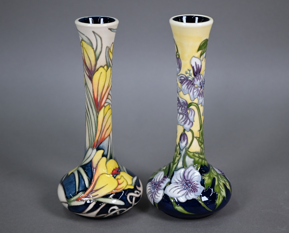 Two Moorcroft floral-design onion-shaped vases, 20 cm