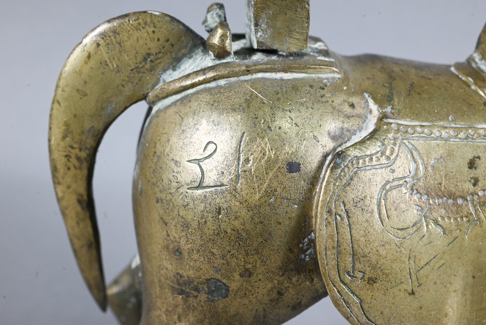 An Indian brass figure of Khandoba (manifestation of Shiva) on the back of his horse, the four-armed - Image 7 of 10