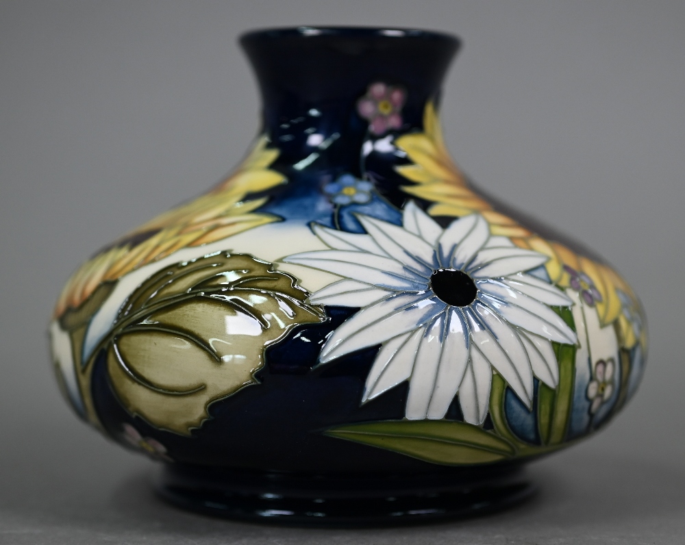 A boxed Moorcroft 'Sandbach Bouquet' squat vase by Vicky Lovatt, 10 cm high x 13 cm diam - Image 4 of 5