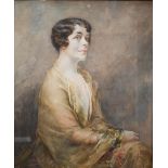 Doris Pusinelli (1900-1976) - Portrait of a seated lady, watercolour, signed, 60 x 50 cm