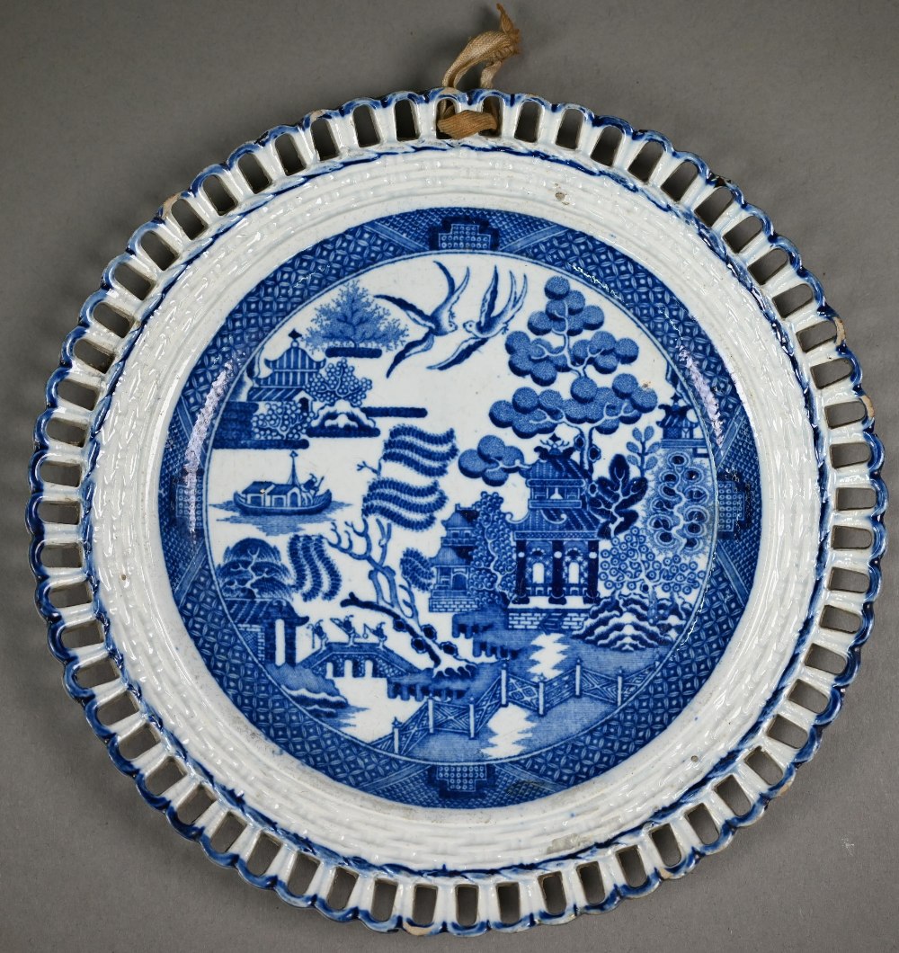 A scarce pair of 18th century Luxembourg pottery 22 cm plates, the pierced basket-work rims with - Image 8 of 11