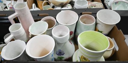 A large quantity of assorted E Radford floral-painted vases, jugs, dishes etc (3 boxes)
