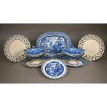 A scarce pair of 18th century Luxembourg pottery 22 cm plates, the pierced basket-work rims with