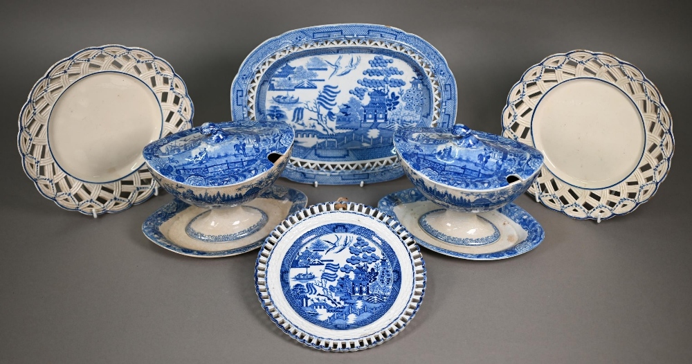 A scarce pair of 18th century Luxembourg pottery 22 cm plates, the pierced basket-work rims with - Image 2 of 11