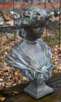 A bronzed cast composite bust of a lady, 50 x 30 cm