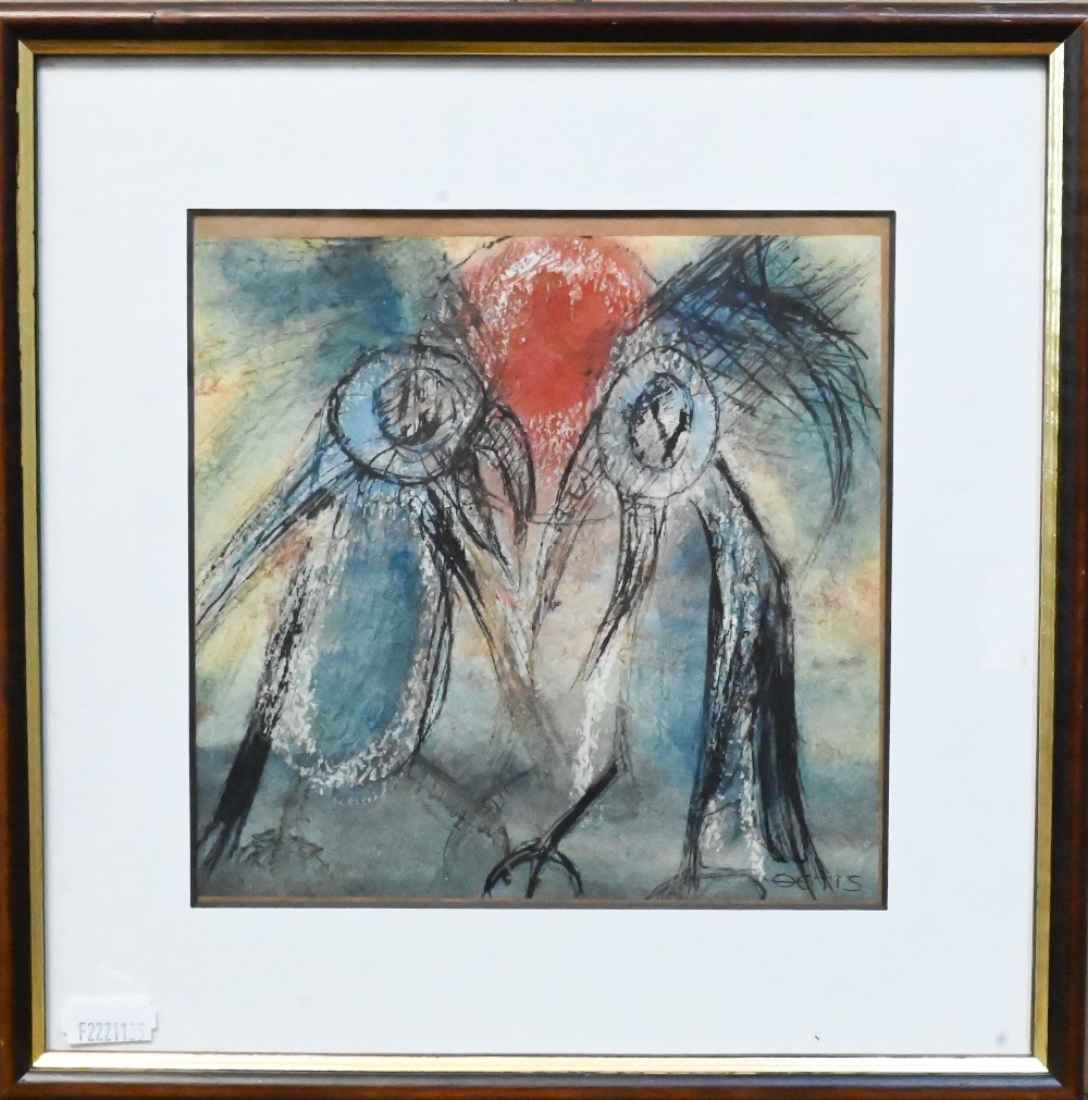 Thetis Blacker (1927-2006) - 'Blind beggar and birdsong', watercolour, signed and dated 1958, 28 x - Image 6 of 9