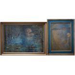 Elizabeth Macfarlane - 'Golden Section', mixed media, 74 x 53 cm and 'River Bottom', mixed media, 52