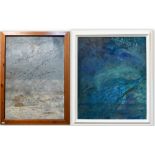 Elizabeth Macfarlane - 'Flight to Australia', mixed media, 69 x 49 cm to/w blue abstract oil on