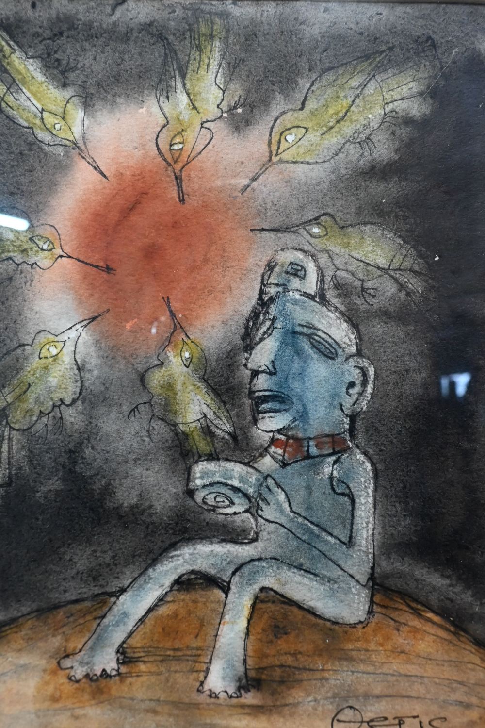 Thetis Blacker (1927-2006) - 'Blind beggar and birdsong', watercolour, signed and dated 1958, 28 x - Image 4 of 9