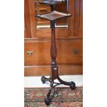 A Victorian style mahogany tripod stand - a/f, 24 cm x 24 cm x 85 cm h